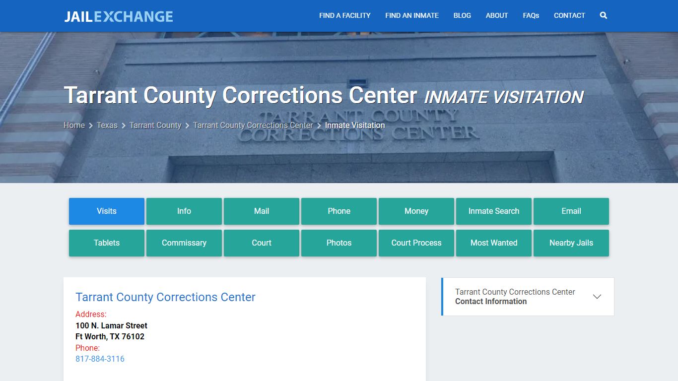 Inmate Visitation - Tarrant County Corrections Center, TX - Jail Exchange